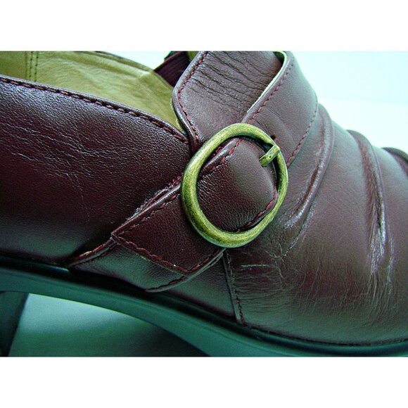 Womens ALEGRIA By PG Lite Burgundy Leather Clogs COMFORT Shoes Size 38 US 8 - Picture 6 of 12